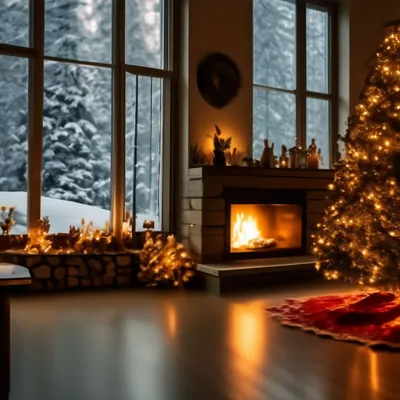 елка у окна в комнате, красиво украшенная елка дома, Hd фотография фото,  Рождественская елка фон картинки и Фото для бесплатной загрузки