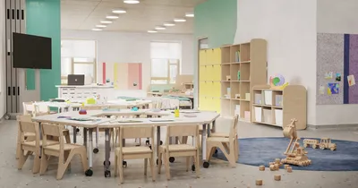 Интерьеры детского сада 95 мест ЖК «Английская миля» | Архитектурная  мастерская Юсупова - Yusupov Architects