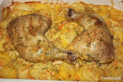 Куриные окорочка с картошкой в духовке пошаговый рецепт с фото | ГотовлюЯ