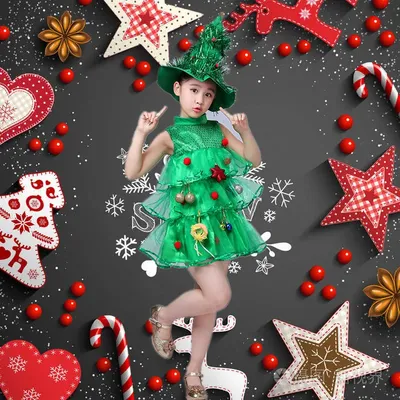 Платье для маленьких девочек, топ, праздничный жилет + шапочка, костюм  зеленого эльфа Рождественская елка для костюма, представление в детском  саду | AliExpress