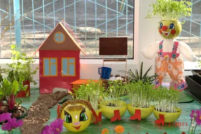 Картинки по запросу огород на подоконнике в детском саду своими руками |  Огород, Сад, Детский сад