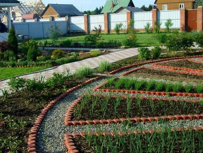 Красивый огород: различные варианты ландшафтного дизайна, интересные идеи  оформления грядок на даче из подручных средств - 28 фото