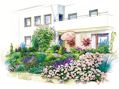 Ландшафтный дизайн, дом, сад, склон…» — создано в Шедевруме