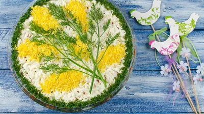Салат \"Белая Берёза\"-оригинально, празднично и очень вкусно/Слоёный салат  на праздник/Schichtsalat - YouTube