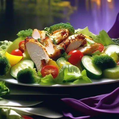 Салат с курицей и овощами по-азиатски - купить с доставкой в Самаре в  Перекрёстке