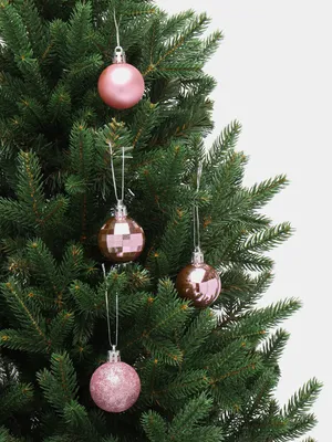 Розовые новогодние шары с глиттером 10 см на елку пластик (ID#1234549359),  цена: 105.60 ₴, купить на Prom.ua