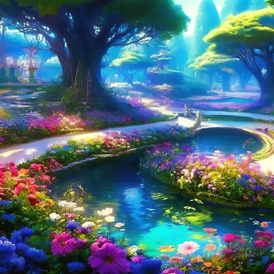 Фантазийный сказочный сад, деревья, …» — создано в Шедевруме
