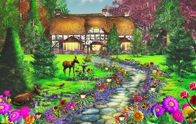 волшебный сказочный сад с аркой и лестничной лестницей Иллюстрация штока -  иллюстрации насчитывающей фантазия, листво: 274971690