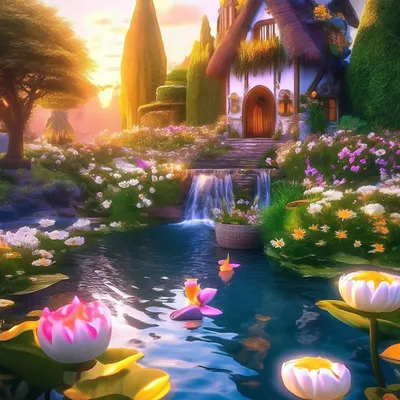Волшебный сказочный сад с ромашковый…» — создано в Шедевруме