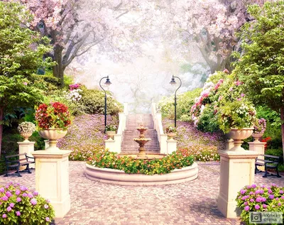 Дизайнерские фотообои \"Сказочный сад в парке\" - Арт. 010224 | Купить в  интернет-магазине Уютная стена