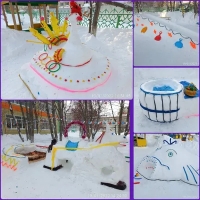 Снежные фигуры в детском саду фото фотографии