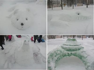 В Заволжье для детей возвели снежные скульптуры