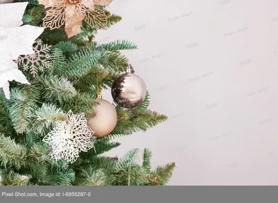 Красиво украшенные елки на светлом фоне, близком расстоянии :: Стоковая  фотография :: Pixel-Shot Studio