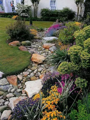Сухой ручей в ландшафтном дизайне своими руками 40 фото для начинающих |  Rock garden landscaping, Backyard, Backyard garden