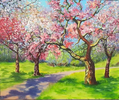 Яблоневый сад в цвету - 62 фото