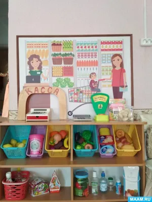 Уголок магазин в детском саду фото фотографии