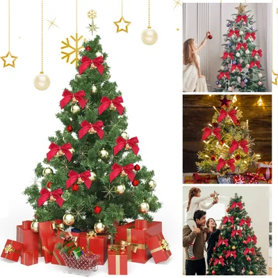 30 шт., декоративные колокольчики и банты для новогодней елки | AliExpress