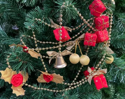 Новогоднее украшение на елку бусы 2,7 метра Н61125 красный | купить