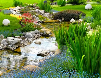 Сухой ручей - стильное украшение сада | Сухой ручей, Дизайн, Сад