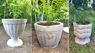 3 vases of cement. Handicrafts for garden and cottages - YouTube