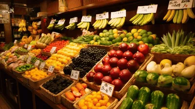 фруктовые витрины в магазине, свежие овощи и фрукты, Hd фотография фото,  фрукты фон картинки и Фото для бесплатной загрузки