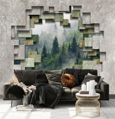 Флизелиновые фотообои на стену с природой Dekor Vinil \"3d Лес в тумане\"  300х260 см. - купить по выгодной цене в интернет-магазине OZON (332467630)