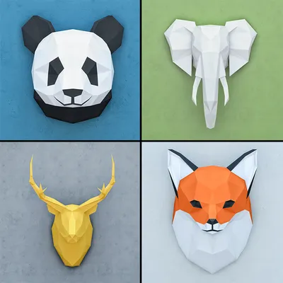 Картинки голов животных из бумаги - Скачать 3D-модель (21345) |  zeelproject.com