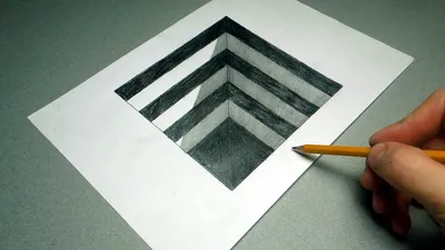 3Д рисунок на бумаги А4. 3D Яма | Рисунки по Клеточкам | Дзен