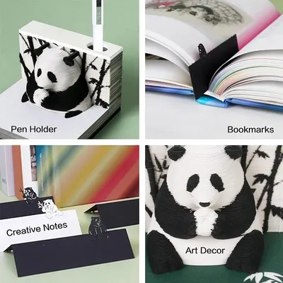 Купить 3D-блокнот с заметками, милая панда с календарем на 2024 год,  блокнот для заметок «сделай сам», резьба по бумаге, модель, заметка, 3D-статуя,  рождественский подарок на день рождения, офисный продукт | Joom