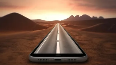 реалистичная мобильная дорога 3d иллюстрация дороги выходящей из смартфона, дорога  3д, шоссе дорога, Дорога фон картинки и Фото для бесплатной загрузки