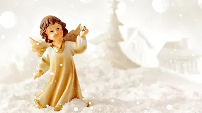 Иллюстрация ангел на снегу в стиле 2d, декоративный, детский |