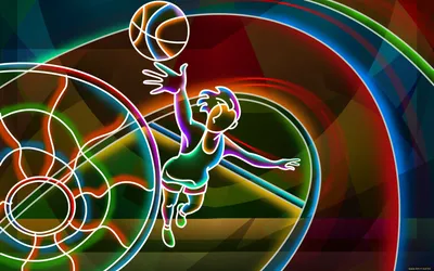Обои Basketball player Спорт 3D,рисованные,, обои для рабочего стола,  фотографии basketball, player, спорт, 3d, рисованные, мяч, полосы, корзина,  прыжок, баскетболист, баскетбол Обои для рабочего стола, скачать обои  картинки заставки на рабочий стол.