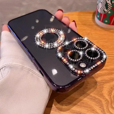 Купить Роскошный чехол для телефона с бриллиантами для iPhone 12, 13, 14,  11 Pro Max 14 Plus, блестящие стразы, прозрачное покрытие, мягкий  силиконовый чехол | Joom