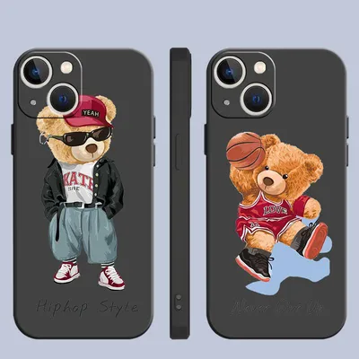 Купить Модный брендовый чехол с медведем для Iphone 14 13 Mini Se 7 8 6s  Plus 11 Pro Max Xr Xs X 12 14promax 11pro, роскошный силиконовый чехол для  телефона | Joom