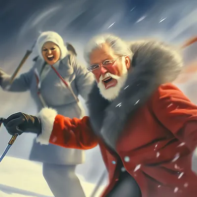 Раскраска Дед Мороз на лыжах | Раскраски Дед Мороз Новый год. Дед Мороз  раскраска для детей