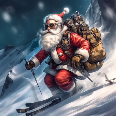 Добрый, веселый дед мороз на лыжах…» — создано в Шедевруме