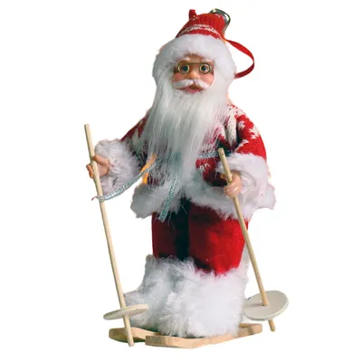 Дед Мороз \"На лыжах\" в вязаном костюме 17 см - РусЭкспресс