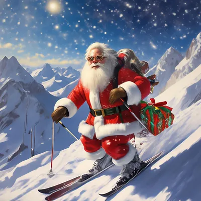 Картинки на тему #дед_мороз_на_лыжах - в Шедевруме