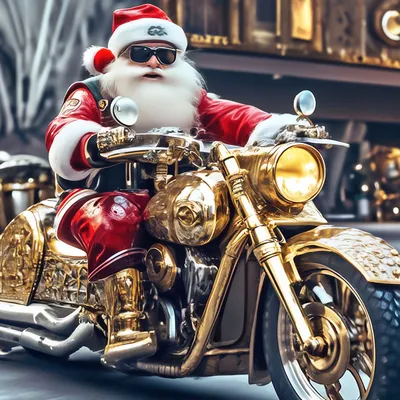 Дед мороз на золотом мотоцикле,…» — создано в Шедевруме