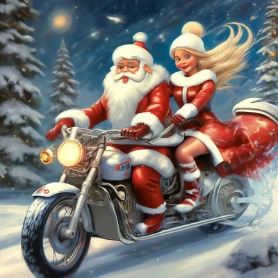 Мужская футболка «Дед Мороз байкер на мотоцикле» цвет желтый - дизайнер  принта Natistomi