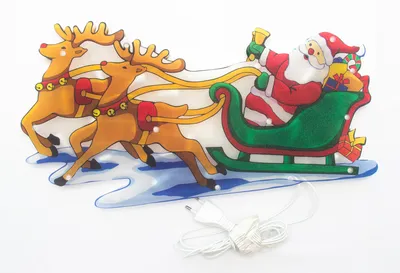 Рождественские новогодние олени на санях и дед мороз - обои на рабочий стол