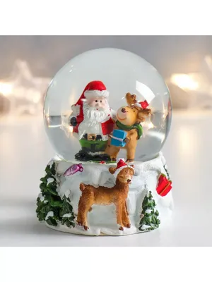 Рождественская фигурка Дед Мороз и олени - обои на рабочий стол