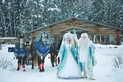 Дед Мороз на тройке лошадей - заказ Деда Мороза - YouTube