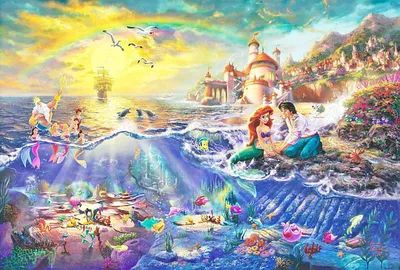 Обои на рабочий стол Картина Русалочка / The Little Mermaid из коллекции  Диснеевские Мечты / Disney Dreams, художник Томас Кинкейд / Thomas Kinkade,  обои для рабочего стола, скачать обои, обои бесплатно