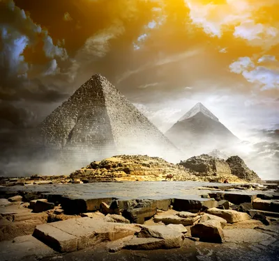 Обои для рабочего стола Египет Cairo Природа Небо пирамиды 4800x4500