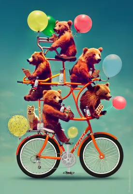 Ехали медведи на велосипеде. Нейросеть + процесс создания | Пикабу