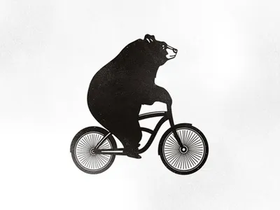 Кожаная обложка для паспорта с изображением медведя едущего на велосипеде.  | KAZA кожевенная мастерская
