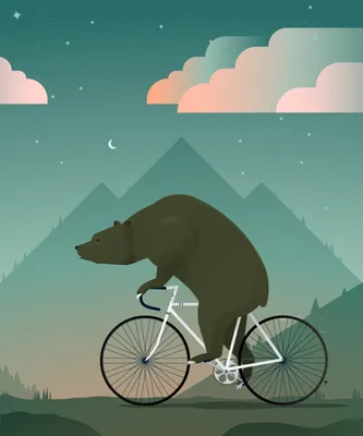 медведь на велосипеде. зверь катается на велосипеде. текстура детской  ткани. детский рисунок Иллюстрация вектора - иллюстрации насчитывающей  орнамент, чертеж: 228617756