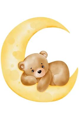 маленький медведь спит на луне Иллюстрация штока - иллюстрации  насчитывающей сказ, характер: 246963715