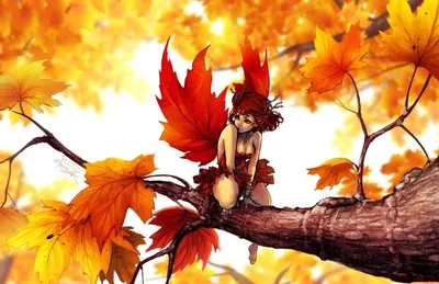 Фэнтези, феи, листья, осень. Картинка на аву 1024x663px